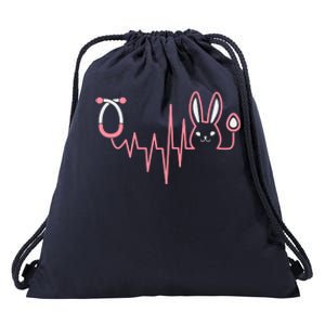 Cute Funny Easter Bunny Heart Beat Stethoscope Drawstring Bag