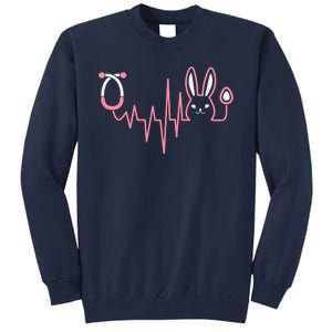 Cute Funny Easter Bunny Heart Beat Stethoscope Tall Sweatshirt