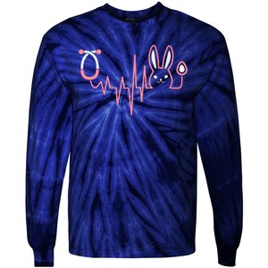 Cute Funny Easter Bunny Heart Beat Stethoscope Tie-Dye Long Sleeve Shirt