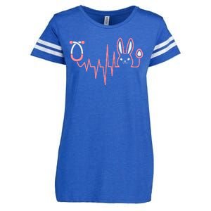 Cute Funny Easter Bunny Heart Beat Stethoscope Enza Ladies Jersey Football T-Shirt