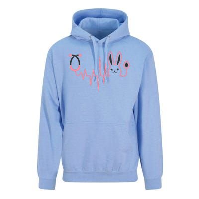 Cute Funny Easter Bunny Heart Beat Stethoscope Unisex Surf Hoodie