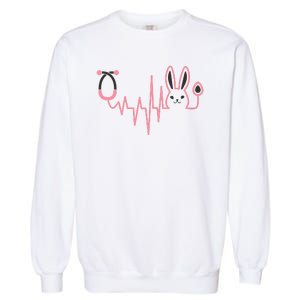 Cute Funny Easter Bunny Heart Beat Stethoscope Garment-Dyed Sweatshirt