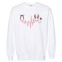 Cute Funny Easter Bunny Heart Beat Stethoscope Garment-Dyed Sweatshirt