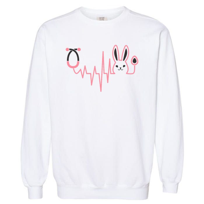 Cute Funny Easter Bunny Heart Beat Stethoscope Garment-Dyed Sweatshirt