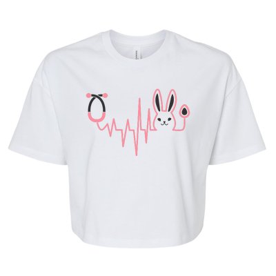 Cute Funny Easter Bunny Heart Beat Stethoscope Bella+Canvas Jersey Crop Tee