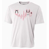 Cute Funny Easter Bunny Heart Beat Stethoscope Cooling Performance Crew T-Shirt