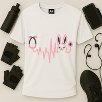 Cute Funny Easter Bunny Heart Beat Stethoscope Cooling Performance Crew T-Shirt
