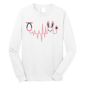 Cute Funny Easter Bunny Heart Beat Stethoscope Long Sleeve Shirt