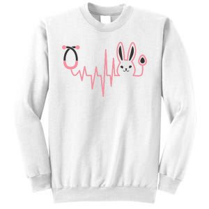 Cute Funny Easter Bunny Heart Beat Stethoscope Sweatshirt