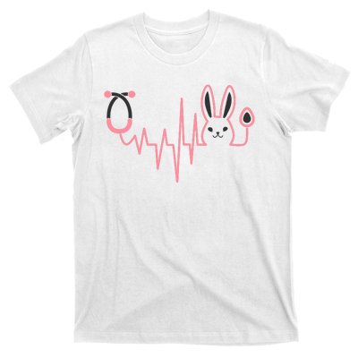 Cute Funny Easter Bunny Heart Beat Stethoscope T-Shirt