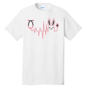 Cute Funny Easter Bunny Heart Beat Stethoscope Tall T-Shirt