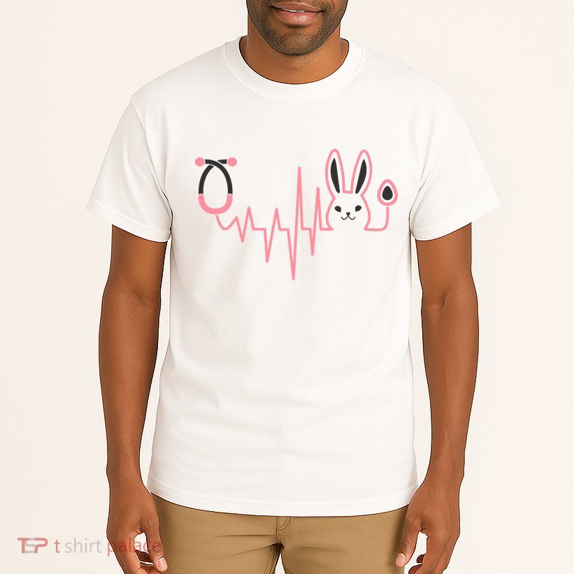 Cute Funny Easter Bunny Heart Beat Stethoscope Tall T-Shirt