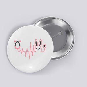 Cute Funny Easter Bunny Heart Beat Stethoscope Button