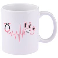 Cute Funny Easter Bunny Heart Beat Stethoscope 11oz C Handle Ceramic Mug