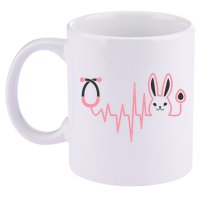 Cute Funny Easter Bunny Heart Beat Stethoscope 11oz C Handle Ceramic Mug