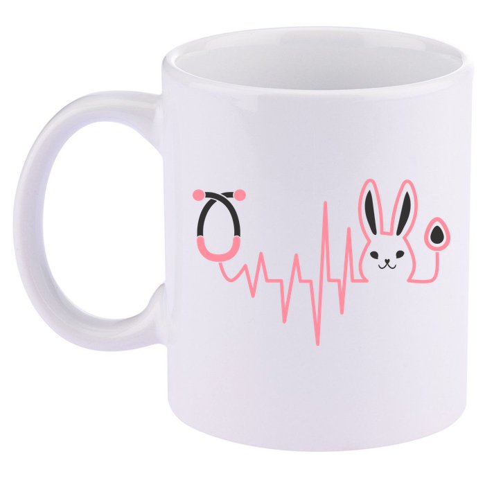 Cute Funny Easter Bunny Heart Beat Stethoscope 11oz C Handle Ceramic Mug