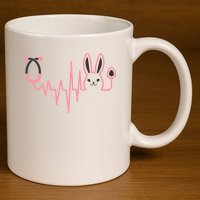 Cute Funny Easter Bunny Heart Beat Stethoscope 11oz C Handle Ceramic Mug