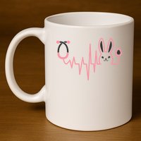 Cute Funny Easter Bunny Heart Beat Stethoscope 11oz C Handle Ceramic Mug