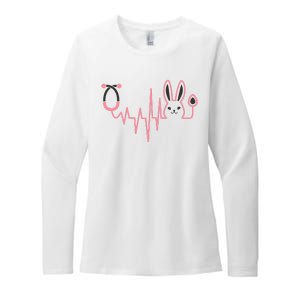 Cute Funny Easter Bunny Heart Beat Stethoscope Womens CVC Long Sleeve Shirt