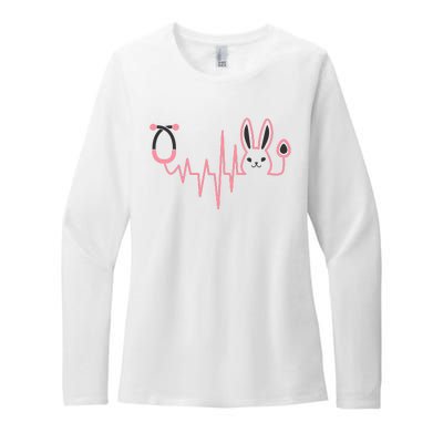 Cute Funny Easter Bunny Heart Beat Stethoscope Womens CVC Long Sleeve Shirt