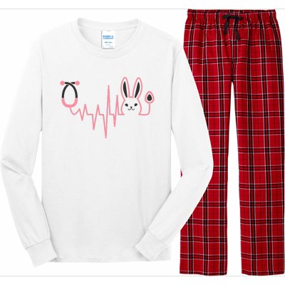 Cute Funny Easter Bunny Heart Beat Stethoscope Long Sleeve Pajama Set