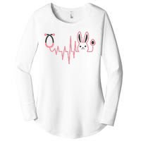 Cute Funny Easter Bunny Heart Beat Stethoscope Women's Perfect Tri Tunic Long Sleeve Shirt