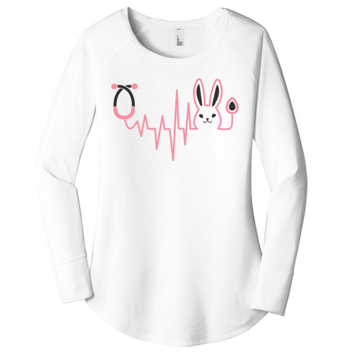 Cute Funny Easter Bunny Heart Beat Stethoscope Women's Perfect Tri Tunic Long Sleeve Shirt