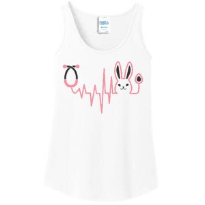 Cute Funny Easter Bunny Heart Beat Stethoscope Ladies Essential Tank