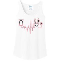 Cute Funny Easter Bunny Heart Beat Stethoscope Ladies Essential Tank