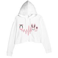 Cute Funny Easter Bunny Heart Beat Stethoscope Crop Fleece Hoodie