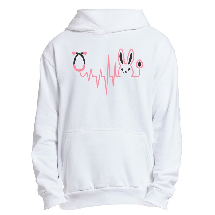 Cute Funny Easter Bunny Heart Beat Stethoscope Urban Pullover Hoodie