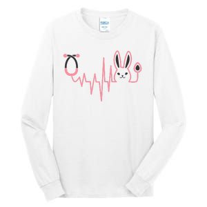 Cute Funny Easter Bunny Heart Beat Stethoscope Tall Long Sleeve T-Shirt