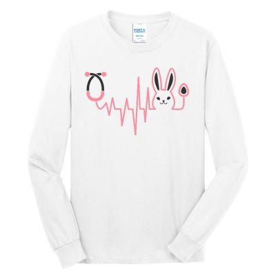 Cute Funny Easter Bunny Heart Beat Stethoscope Tall Long Sleeve T-Shirt