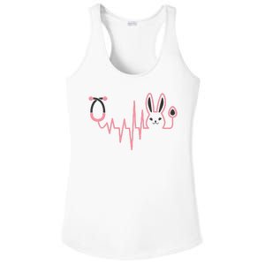 Cute Funny Easter Bunny Heart Beat Stethoscope Ladies PosiCharge Competitor Racerback Tank