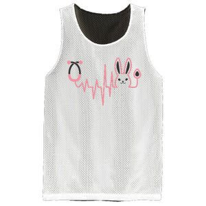 Cute Funny Easter Bunny Heart Beat Stethoscope Mesh Reversible Basketball Jersey Tank