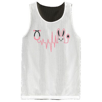 Cute Funny Easter Bunny Heart Beat Stethoscope Mesh Reversible Basketball Jersey Tank