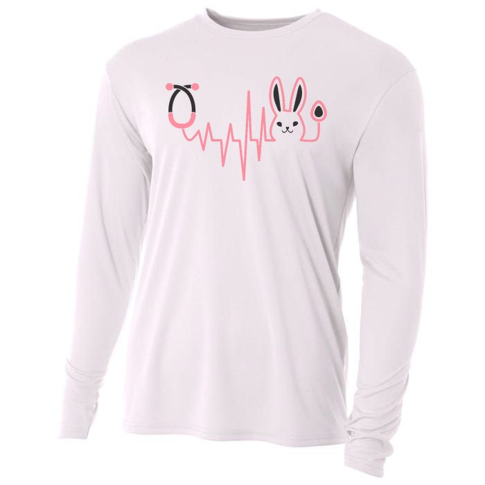 Cute Funny Easter Bunny Heart Beat Stethoscope Cooling Performance Long Sleeve Crew