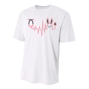 Cute Funny Easter Bunny Heart Beat Stethoscope Performance Sprint T-Shirt