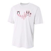 Cute Funny Easter Bunny Heart Beat Stethoscope Youth Performance Sprint T-Shirt