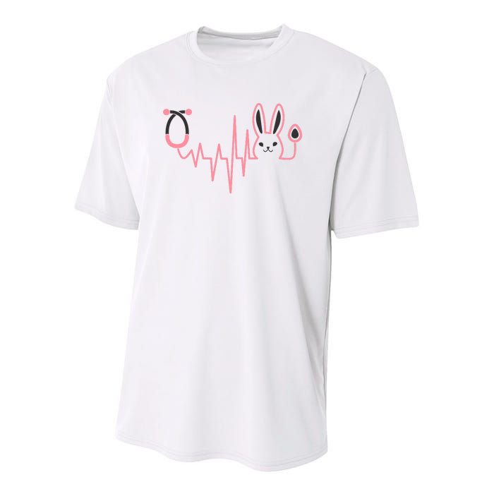 Cute Funny Easter Bunny Heart Beat Stethoscope Youth Performance Sprint T-Shirt