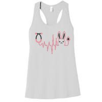 Cute Funny Easter Bunny Heart Beat Stethoscope Women's Racerback Tank