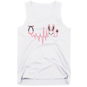 Cute Funny Easter Bunny Heart Beat Stethoscope Tank Top