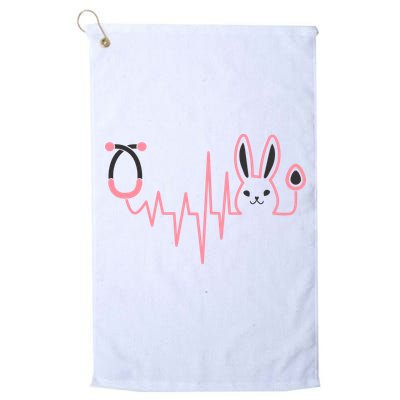 Cute Funny Easter Bunny Heart Beat Stethoscope Golf Towel