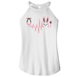 Cute Funny Easter Bunny Heart Beat Stethoscope Women's Perfect Tri Rocker Tank