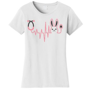 Cute Funny Easter Bunny Heart Beat Stethoscope Women's T-Shirt