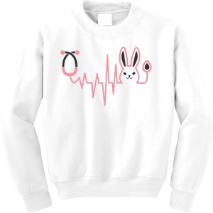 Cute Funny Easter Bunny Heart Beat Stethoscope Kids Sweatshirt