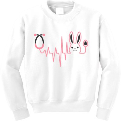 Cute Funny Easter Bunny Heart Beat Stethoscope Kids Sweatshirt