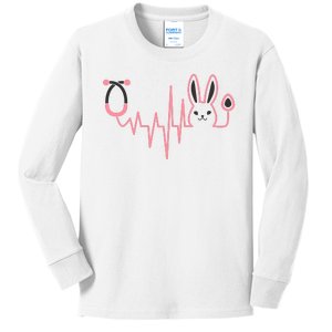 Cute Funny Easter Bunny Heart Beat Stethoscope Kids Long Sleeve Shirt