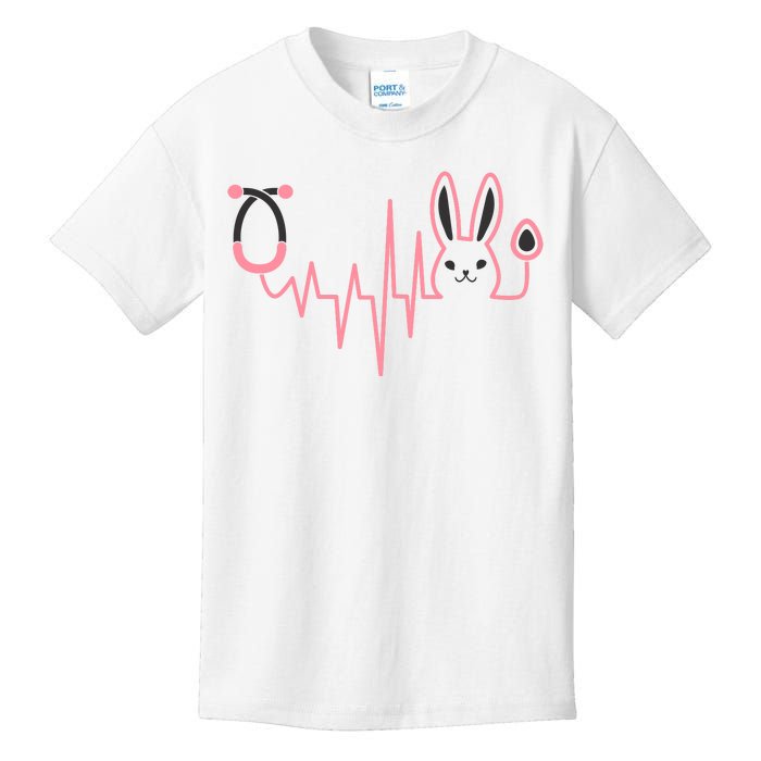 Cute Funny Easter Bunny Heart Beat Stethoscope Kids T-Shirt