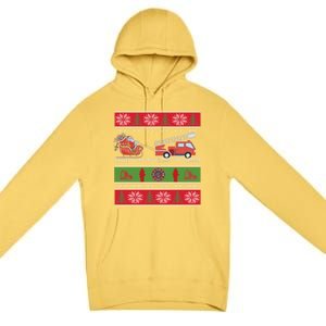 Christmas Fire Engine Fire Truck Fighter Ugly Xmas Gift Premium Pullover Hoodie